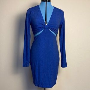 Woman’s Sparkly Dress Lapis Blue Wild Fable Cut Outs Long Sleeve